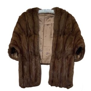 Vintage Fur Cape/ Shawl 1950 -1960s? With Embroidered SVD